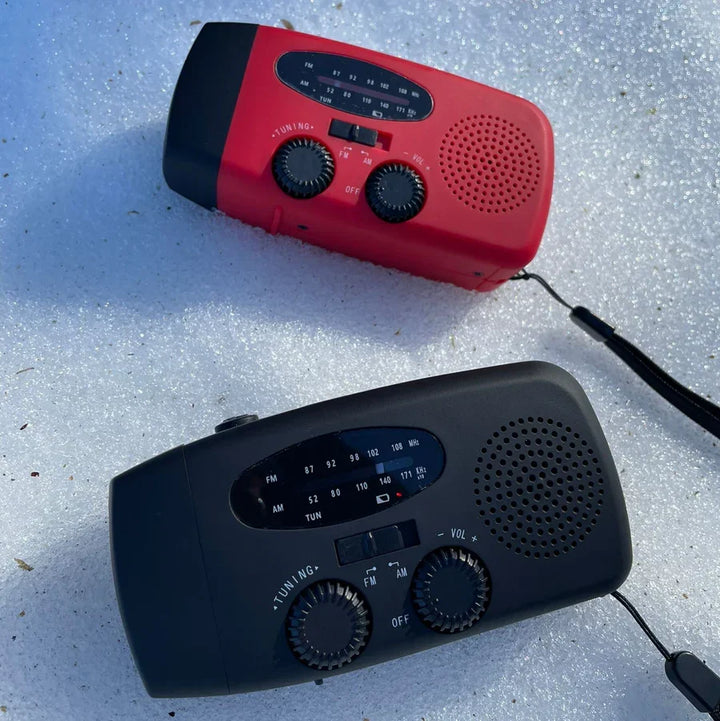 Radio awaryjne - 2000 mAh wbudowany powerbank, latarka i panele słoneczne
