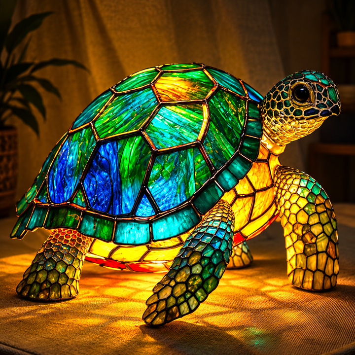 Zwierzęce Szkło Kolorowe Lampa Stołowa Ornament