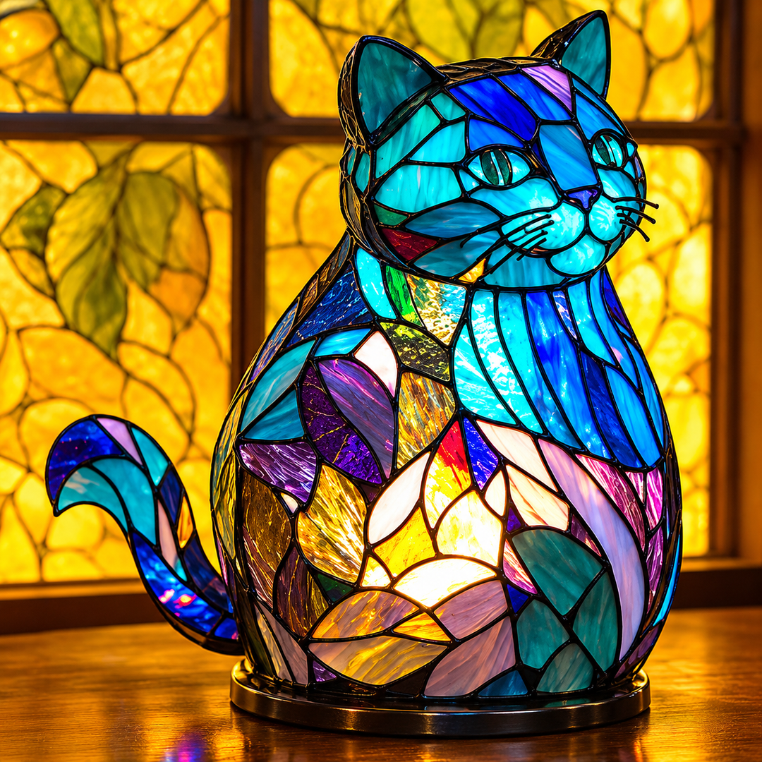 Zwierzęce Szkło Kolorowe Lampa Stołowa Ornament