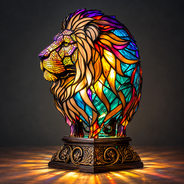Zwierzęce Szkło Kolorowe Lampa Stołowa Ornament