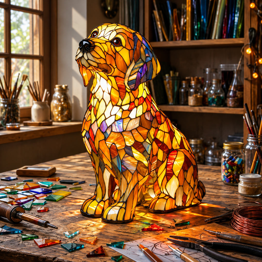 Zwierzęce Szkło Kolorowe Lampa Stołowa Ornament