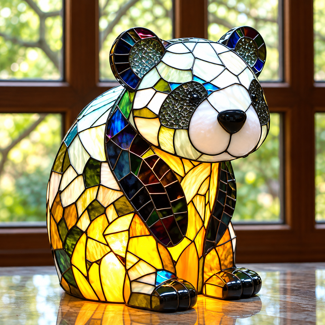 Zwierzęce Szkło Kolorowe Lampa Stołowa Ornament