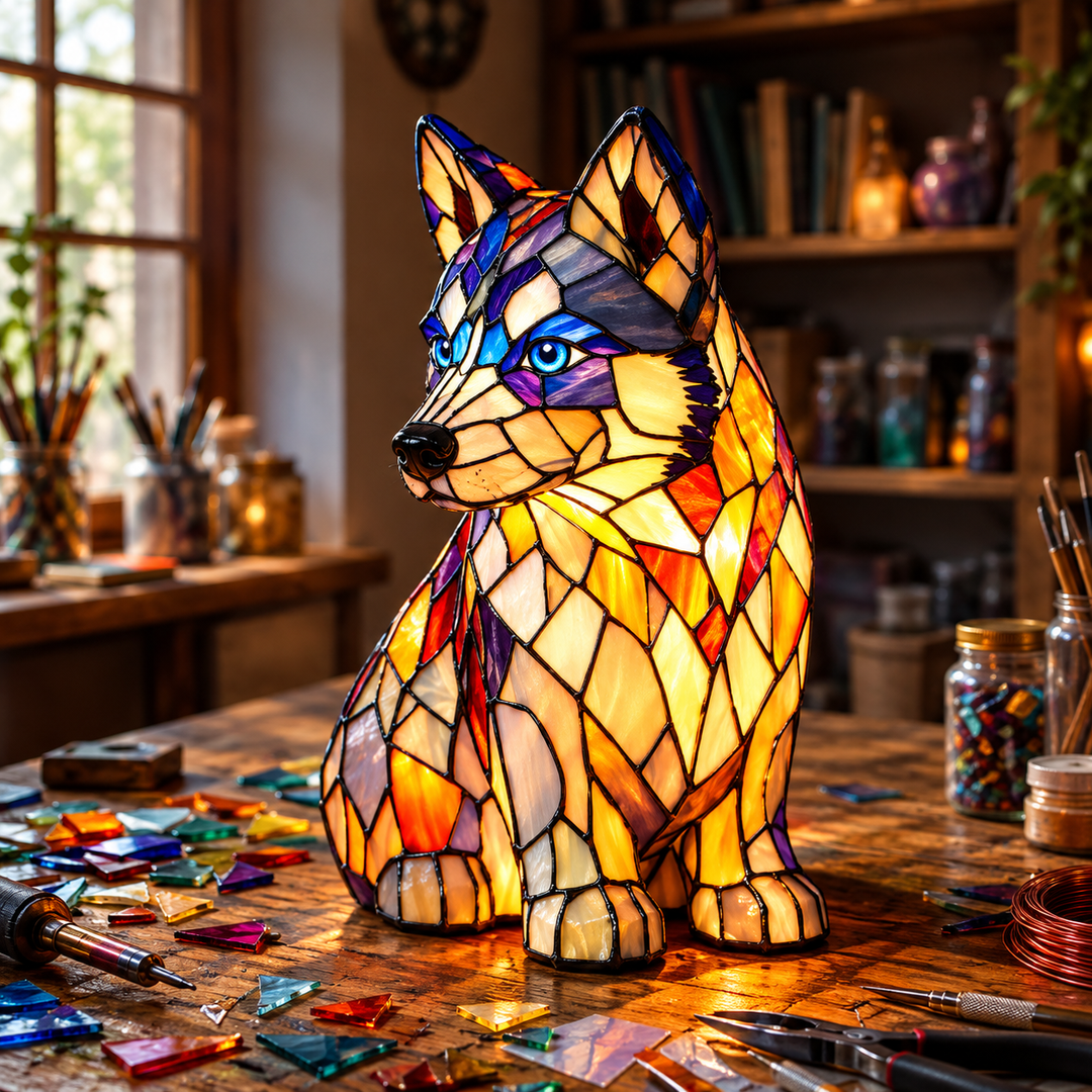 Zwierzęce Szkło Kolorowe Lampa Stołowa Ornament