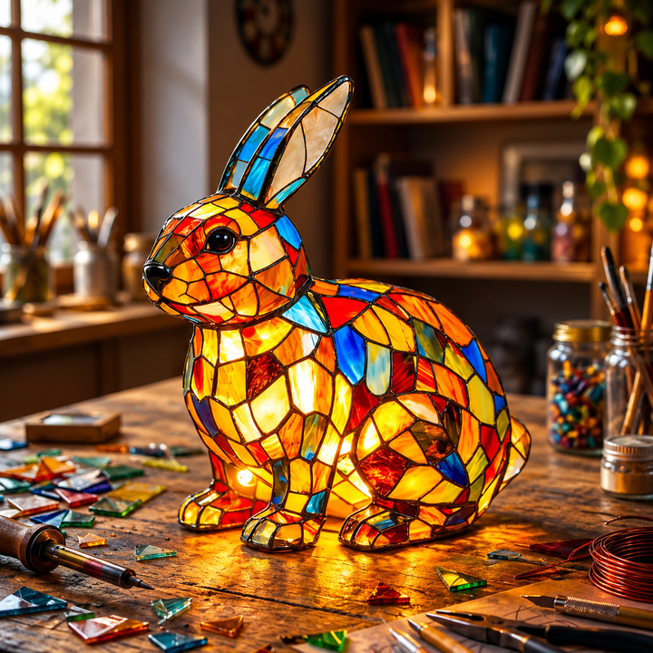 Zwierzęce Szkło Kolorowe Lampa Stołowa Ornament