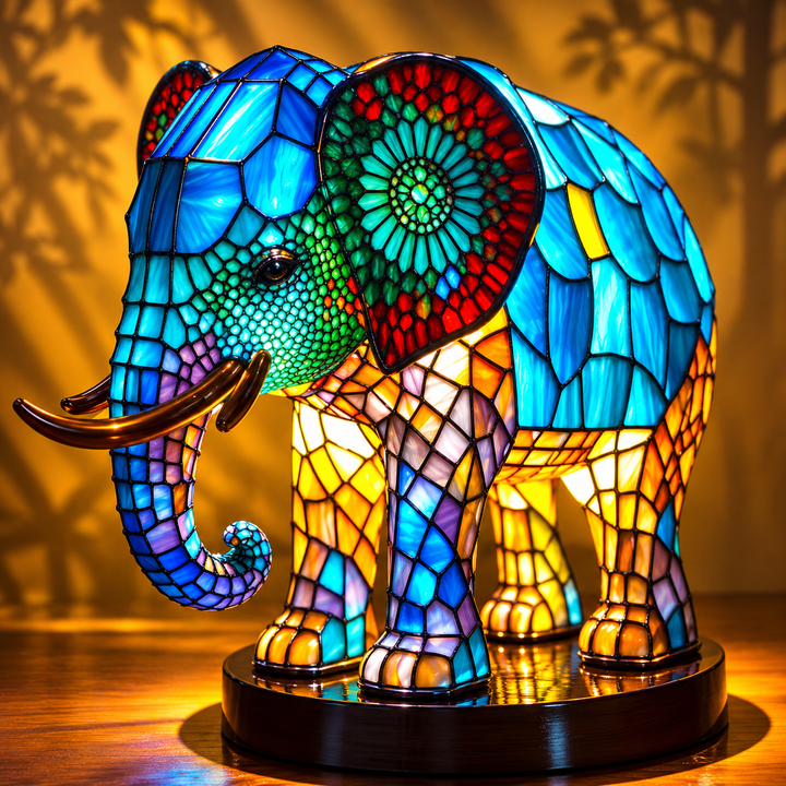 Zwierzęce Szkło Kolorowe Lampa Stołowa Ornament