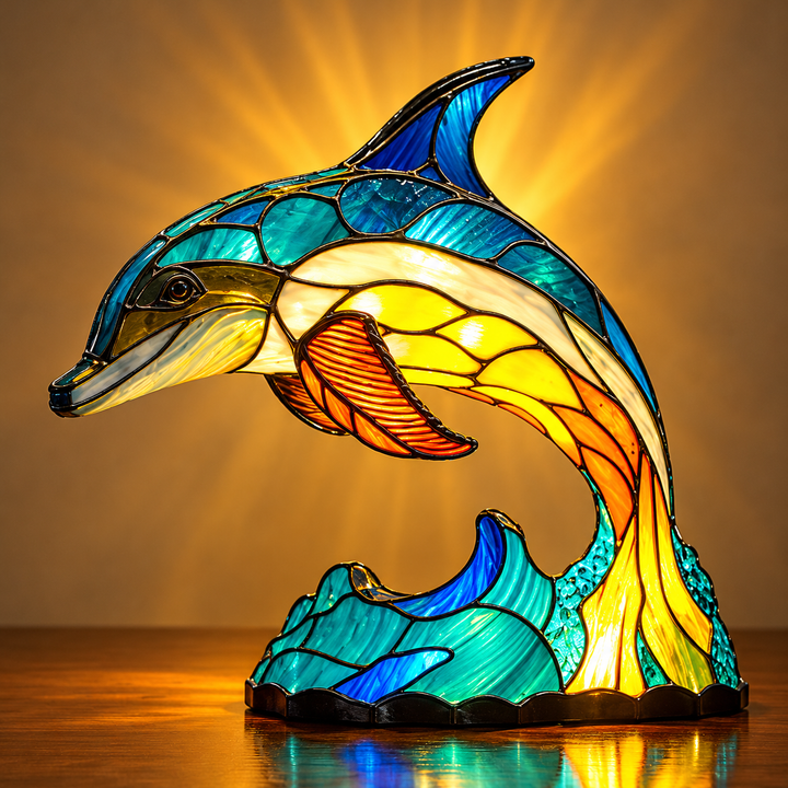 Zwierzęce Szkło Kolorowe Lampa Stołowa Ornament