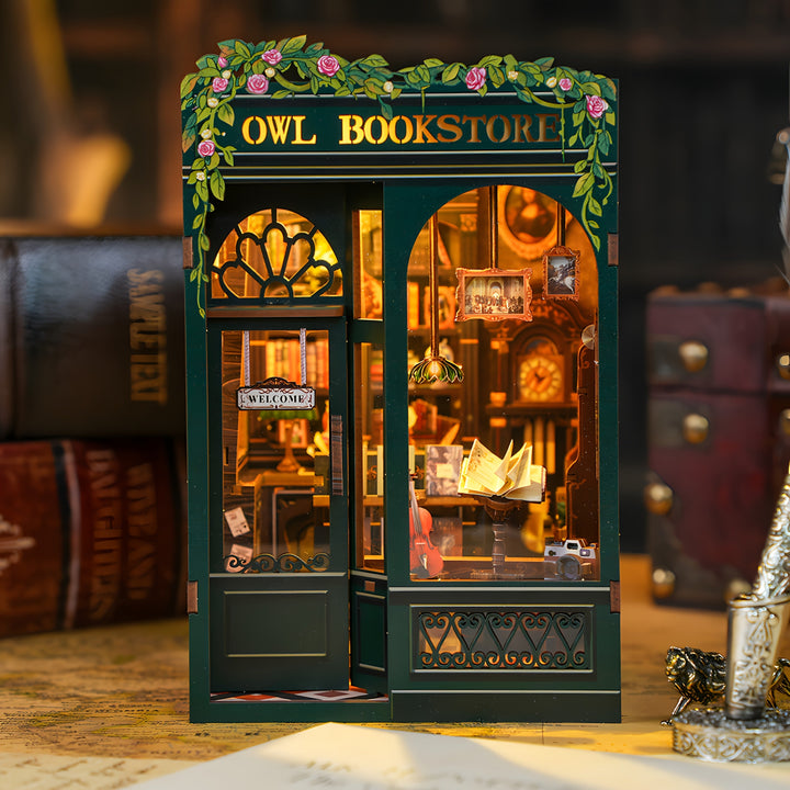 DIY Miniaturowa Księgarnia Sów – Zestaw 3D z Oświetleniem do Kreatywnej Dekoracji