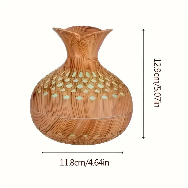 Aromaterapia - nawilżacz powietrza z LED – dyfuzor w drewnianym wyglądzie i nocna lampka