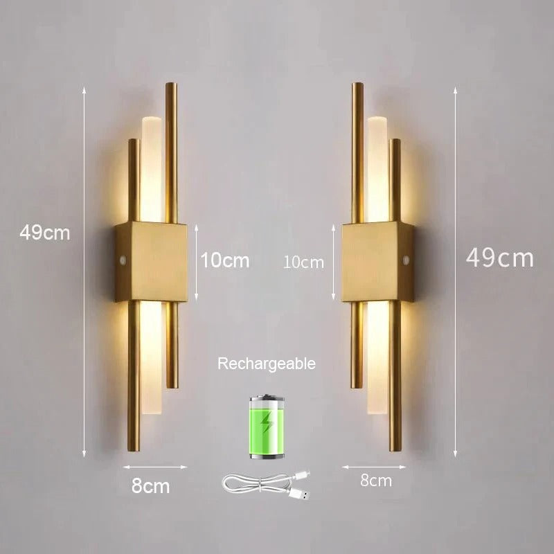 LED Staggered Bezprzewodowa Lampa Ścienna – Ładowanie przez USB do Wnętrz Nowoczesnego Oświetlenia Domowego