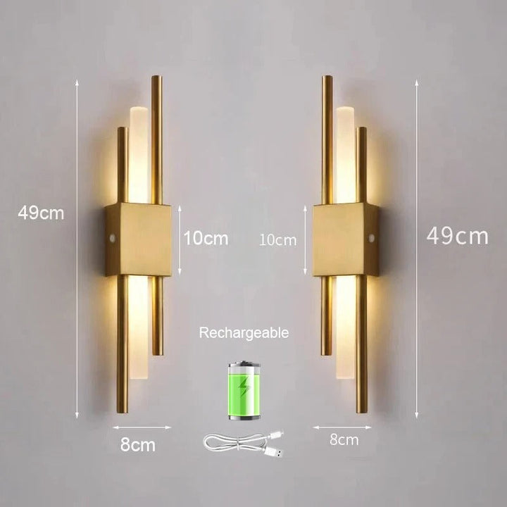 LED Staggered Bezprzewodowa Lampa Ścienna – Ładowanie przez USB do Wnętrz Nowoczesnego Oświetlenia Domowego