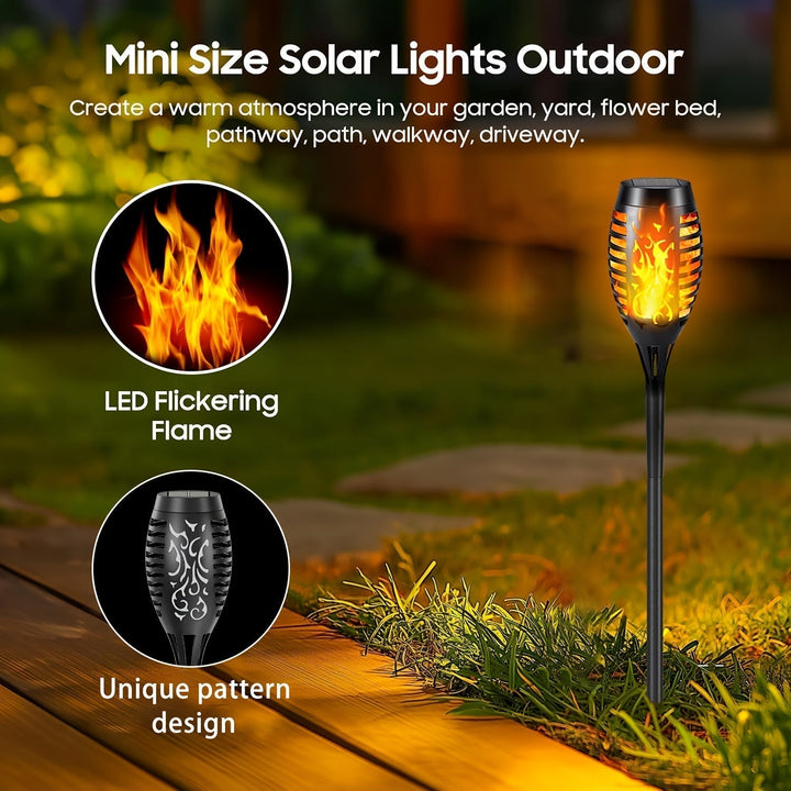 Lampa solarna z płonącym ogniem do ścieżek w ogrodzie