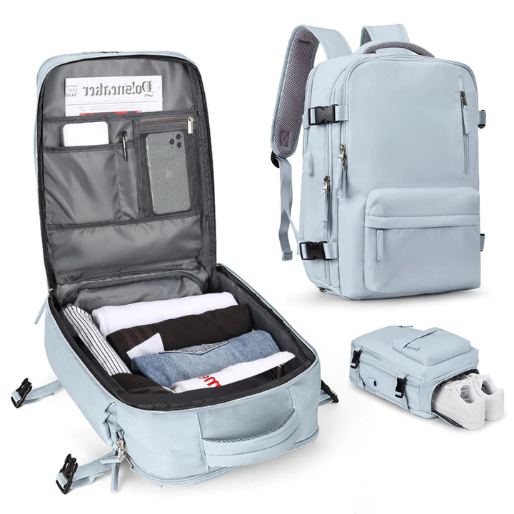 Carvallo Damski Plecak Turystyczny 35 L | Wodoodporny &amp; z portem USB | Ochrona przed kradzieżą &amp; Komora na buty | Do Wędrówek, Codziennych Użycia &amp; Podróży