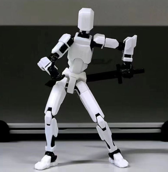 Pomarańczowy ruchomy robot z druku 3D