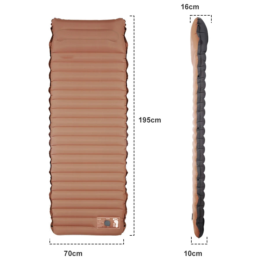 Materac Powietrzny z Wbudowaną Pompką Nożną 10cm, Wartość R 3.0-3.2 Podwójna Warstwa