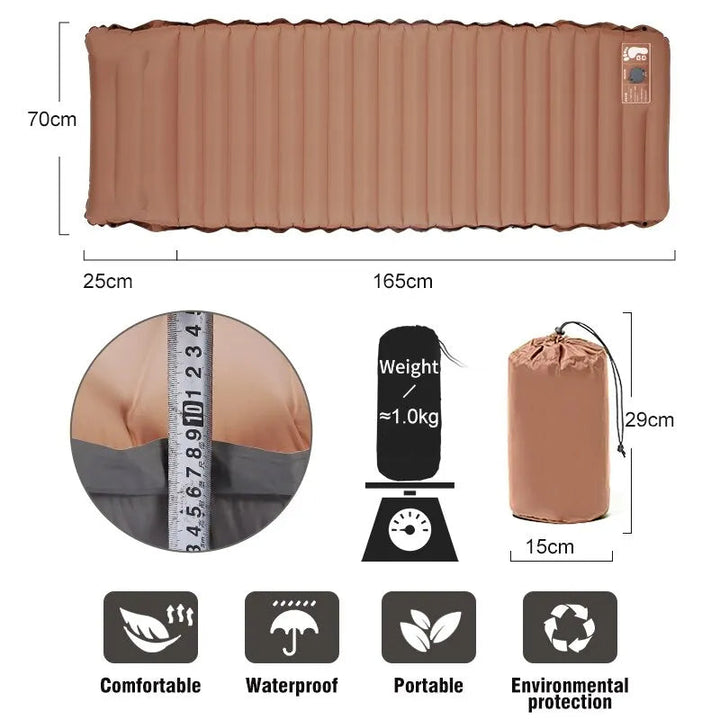 Materac Powietrzny z Wbudowaną Pompką Nożną 10cm, Wartość R 3.0-3.2 Podwójna Warstwa