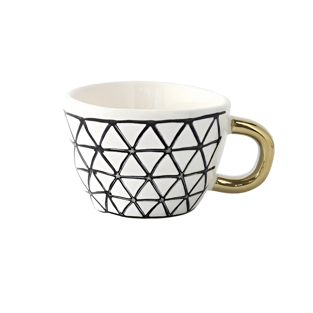 Kubek ceramiczny z geometrycznym wzorem – Stylowy i nowoczesny | Idealny do kawy lub herbaty