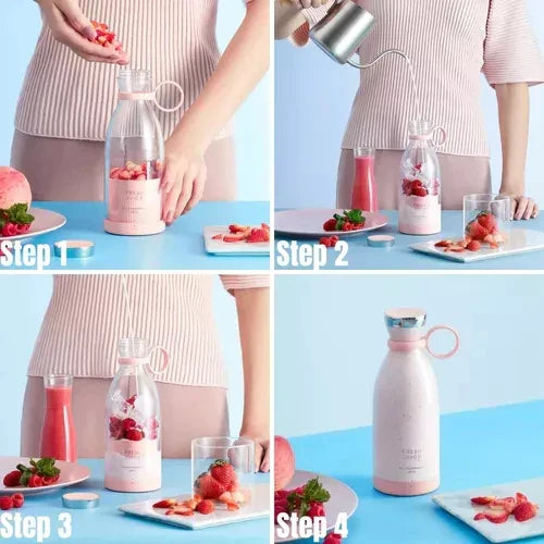 Kompaktowy Przenośny Mikser Smoothie z Pojemnikiem na Owoce i Wieczkiem do Picia