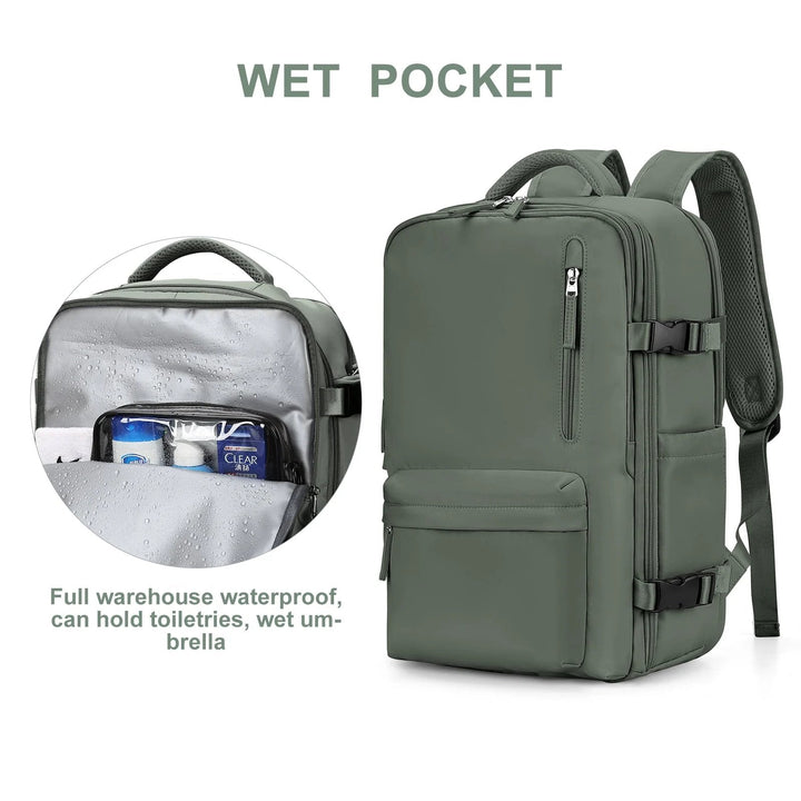 Carvallo Damski Plecak Turystyczny 35 L | Wodoodporny &amp; z portem USB | Ochrona przed kradzieżą &amp; Komora na buty | Do Wędrówek, Codziennych Użycia &amp; Podróży