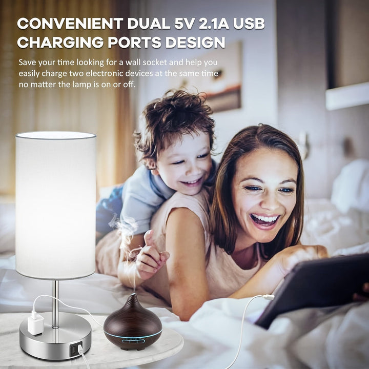 Lumora Stolik Nocny z Lampą Ładowania – Lampa Nocna LED z Dotykowym Sterowaniem i Portem USB