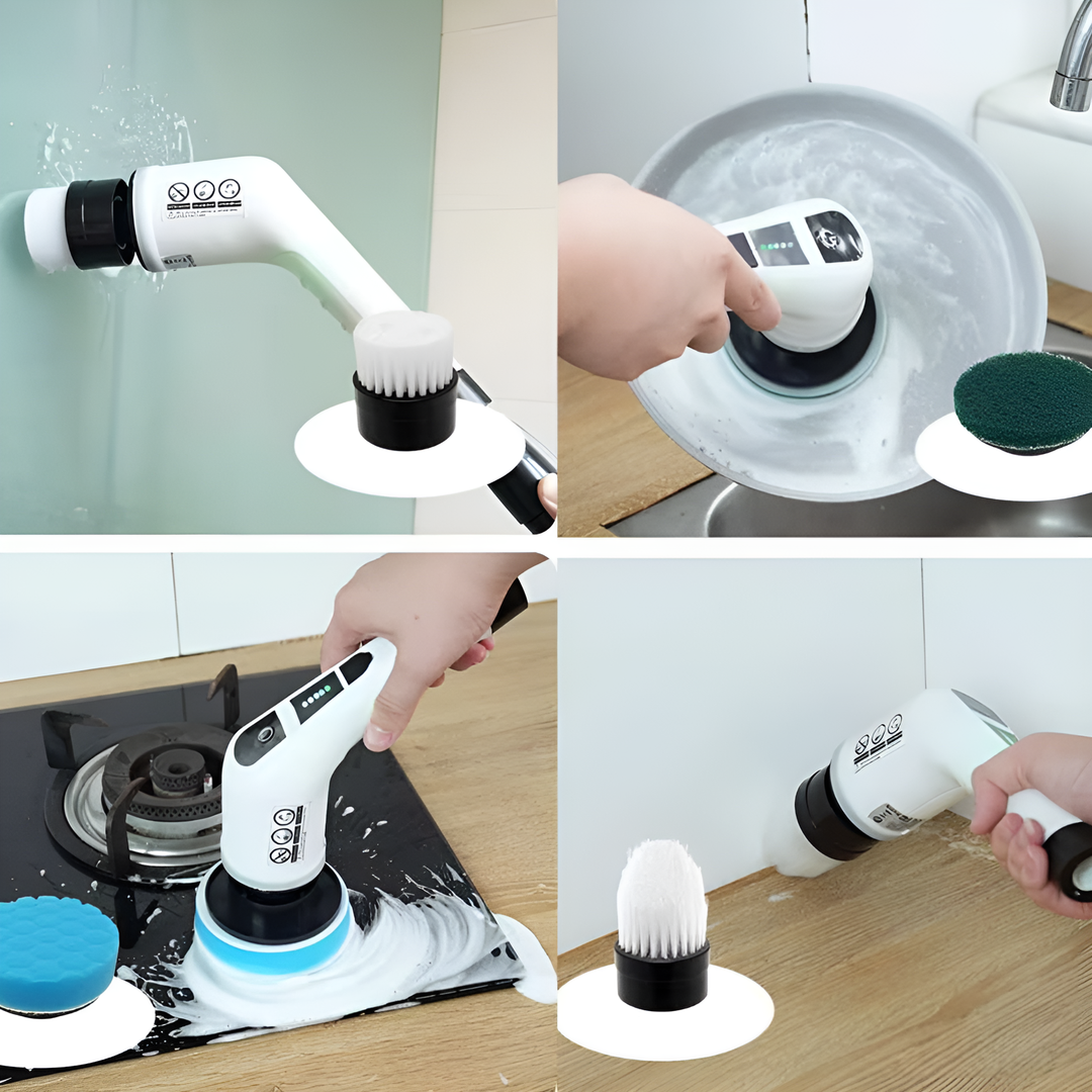 SpinClean - 9-w-1 Elektryczna Szczotka Czyszcząca z Przedłużanym Trzonkiem do Delikatnego Sprzątania