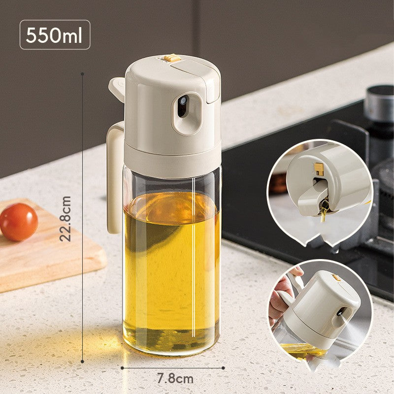 Butelka na oliwę 2w1 ze spryskiwaczem i dozownikiem, 550 ml