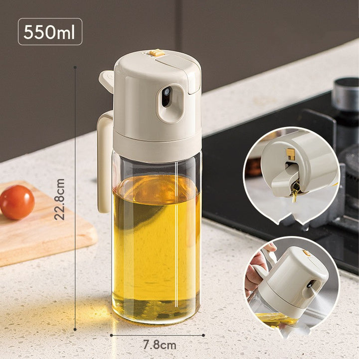Butelka na oliwę 2w1 ze spryskiwaczem i dozownikiem, 550 ml