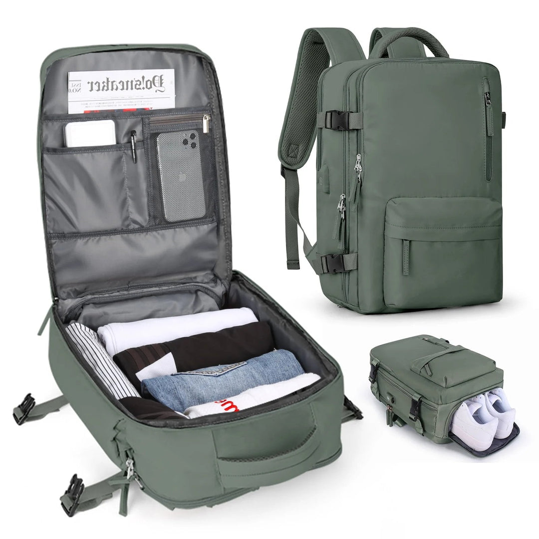 Carvallo Damski Plecak Turystyczny 35 L | Wodoodporny &amp; z portem USB | Ochrona przed kradzieżą &amp; Komora na buty | Do Wędrówek, Codziennych Użycia &amp; Podróży