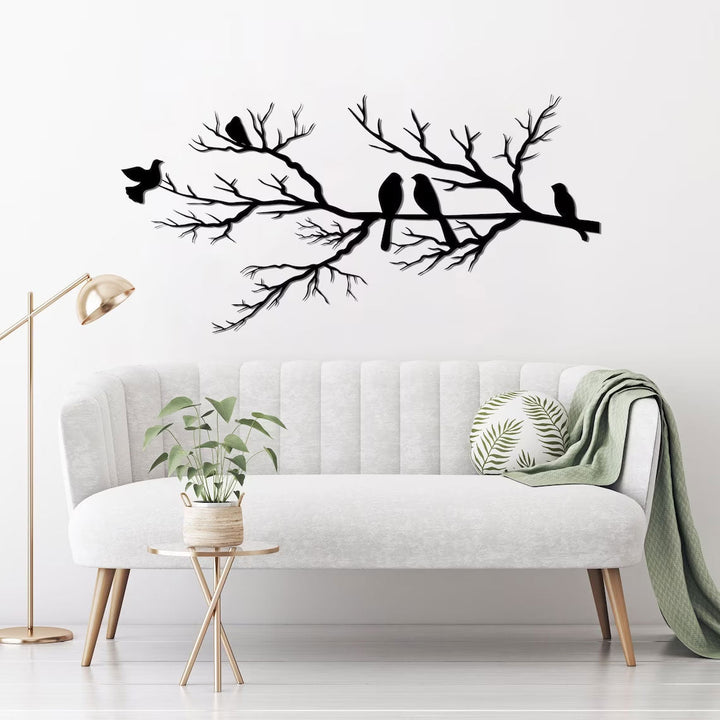 Dekoracja ścienna z metalu – Elegancki design ptaka na gałęzi