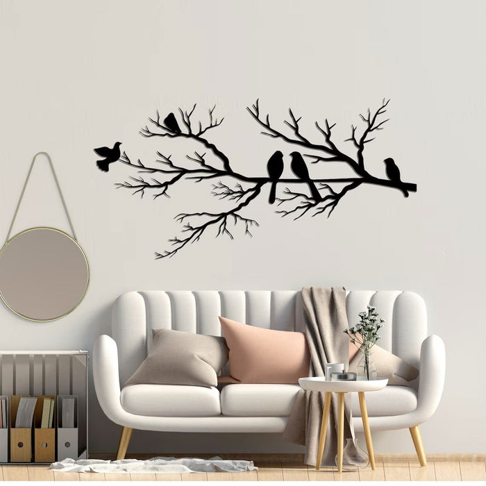 Dekoracja ścienna z metalu – Elegancki design ptaka na gałęzi