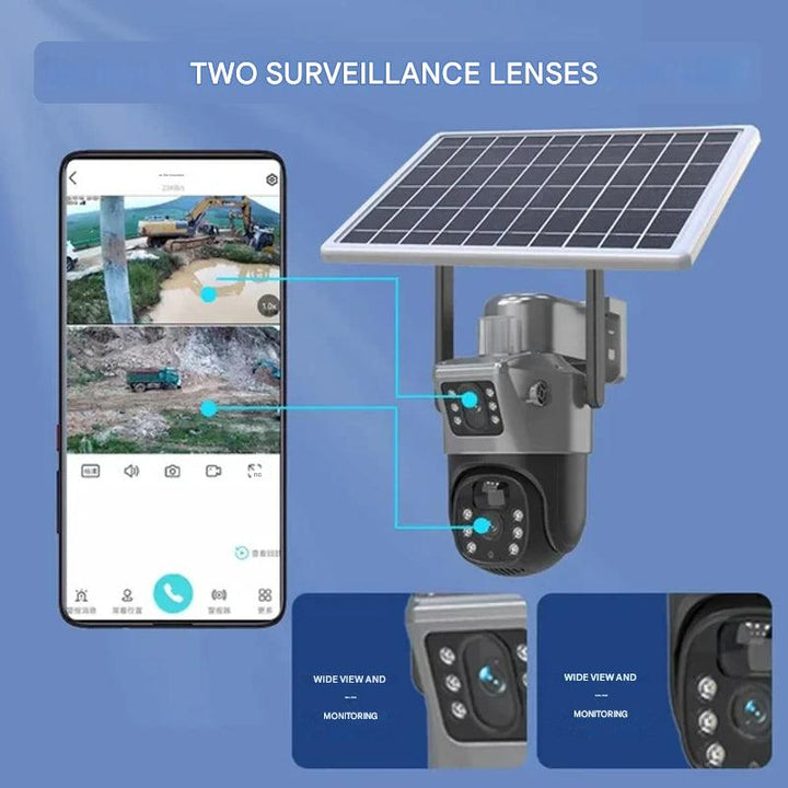 4K bezprzewodowa kamera bezpieczeństwa – inteligentne monitorowanie na zewnątrz z powiadomieniami o ruchu i ładowaniem solarnym