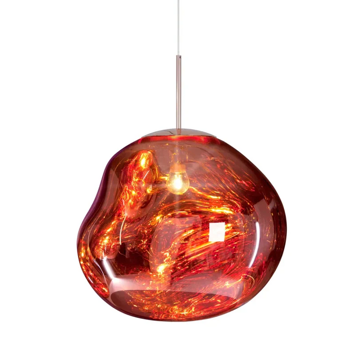 Nowoczesna lampa wisząca ze srebrnego/czerwonego szkła 1 lampa do jadalni