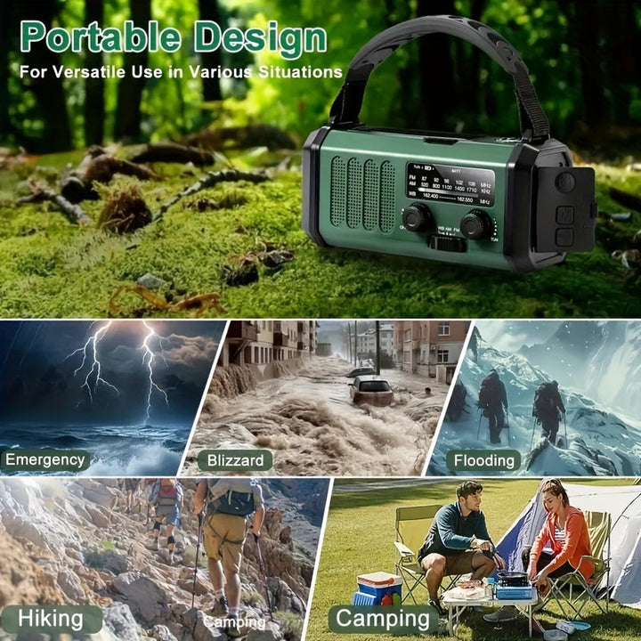 Carvallo X10 Radio awaryjne z powerbankiem 10.000 mAh | Słońce, korba i USB-C | Lampa LED, alarm SOS i kompas | AM/FM/NOAA