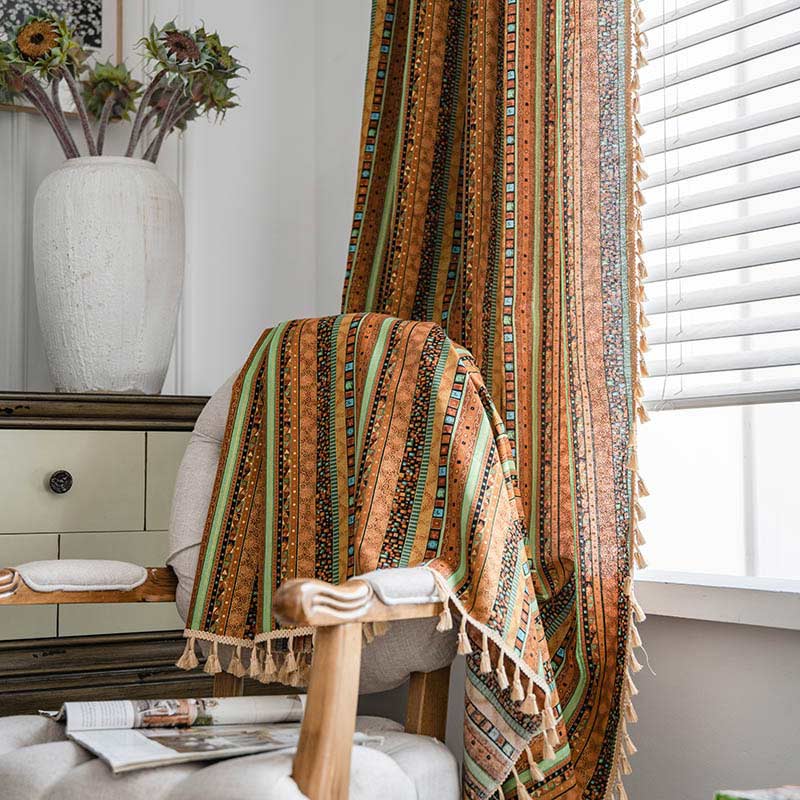 Kolorowe Firany z Frędzlami Filtrujące Światło