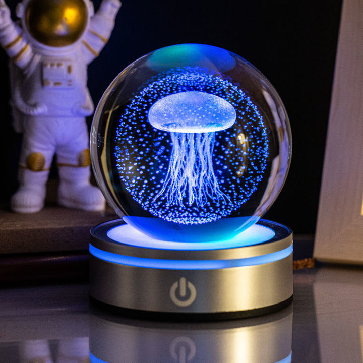 Lampka nocna kryształowa kula 3D z grawerem wewnątrz
