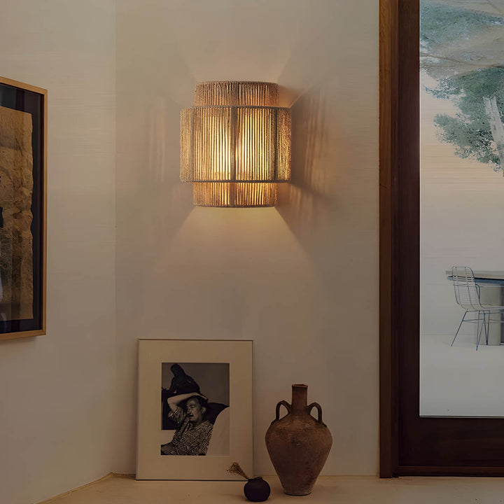 Lampa Ścienna Rustykalna Naturalna Sznur Inomhuslampa