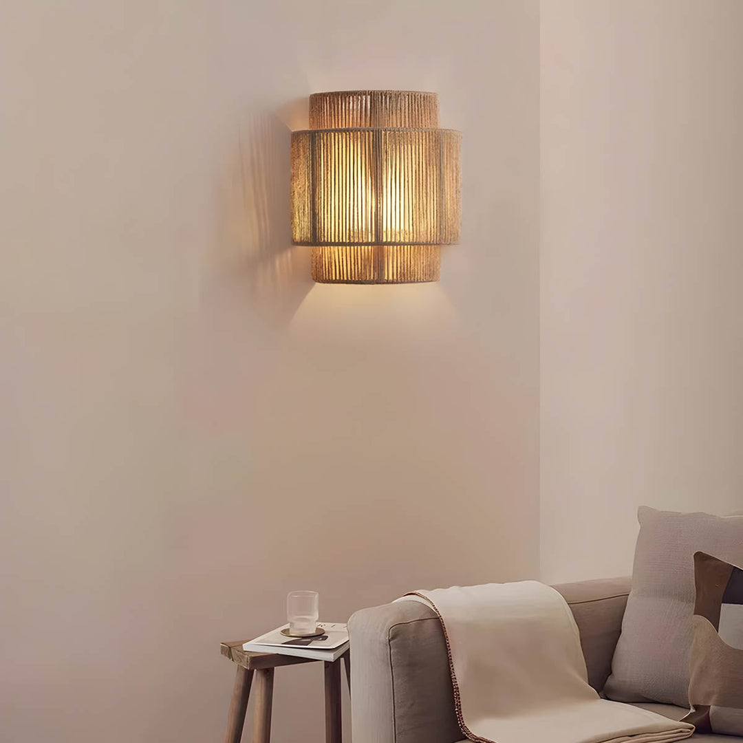 Lampa Ścienna Rustykalna Naturalna Sznur Inomhuslampa