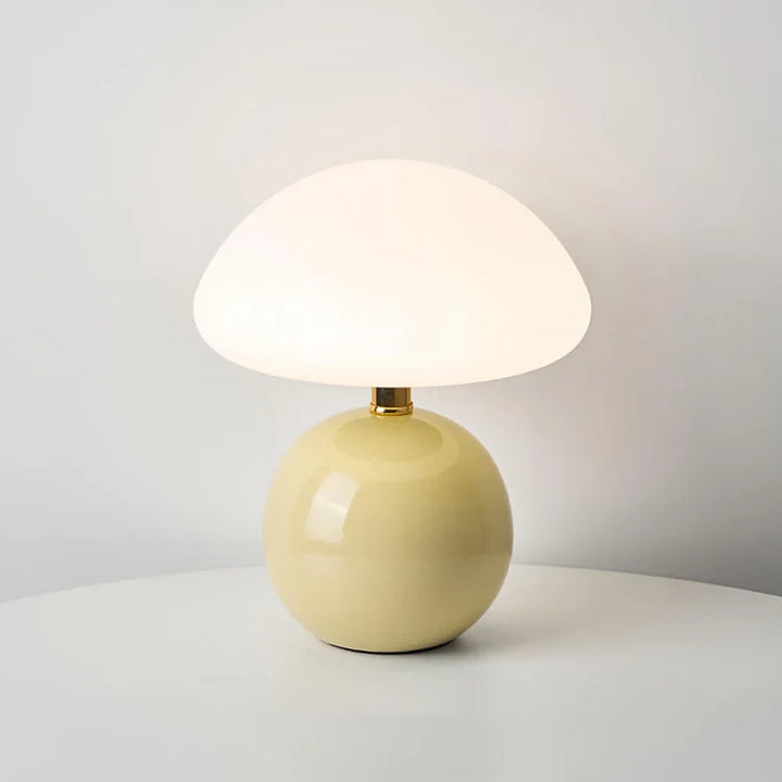 Lampa stołowa kremowa ceramiczna LED w kształcie grzyba