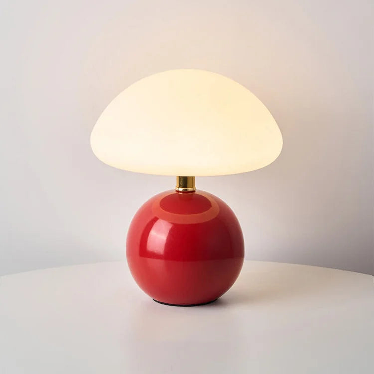 Lampa stołowa kremowa ceramiczna LED w kształcie grzyba