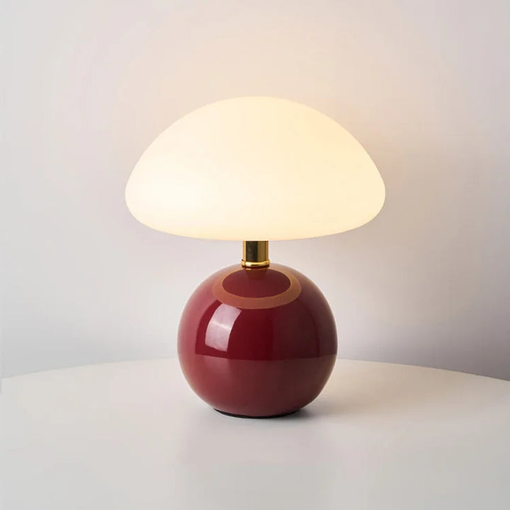 Lampa stołowa kremowa ceramiczna LED w kształcie grzyba