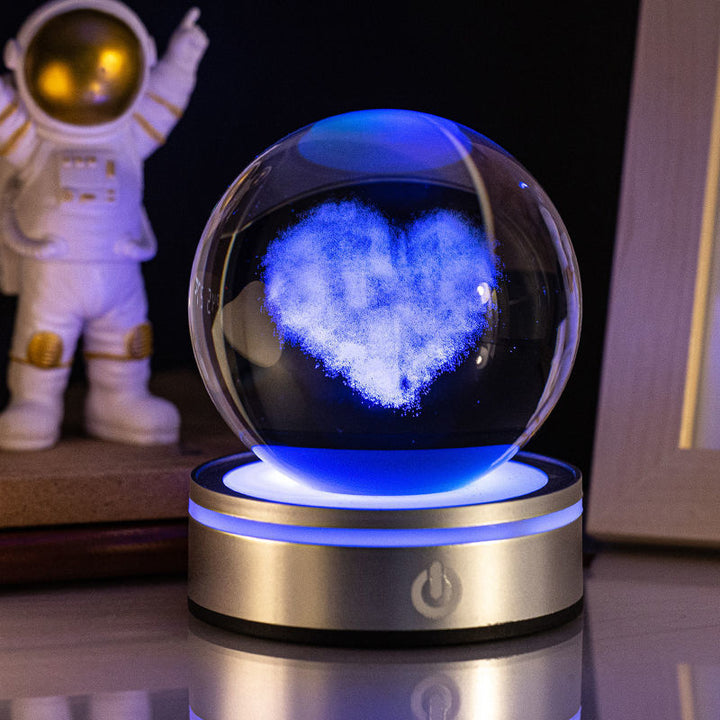 Lampka nocna kryształowa kula 3D z grawerem wewnątrz