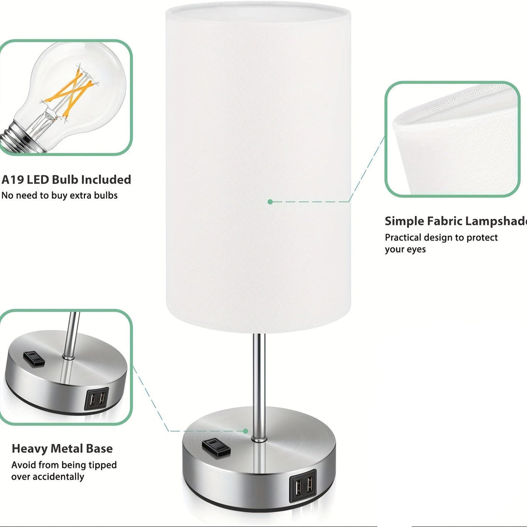 Lumora Stolik Nocny z Lampą Ładowania – Lampa Nocna LED z Dotykowym Sterowaniem i Portem USB