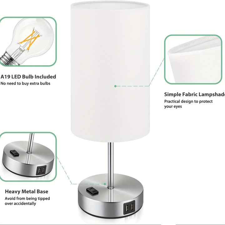 Lumora Stolik Nocny z Lampą Ładowania – Lampa Nocna LED z Dotykowym Sterowaniem i Portem USB