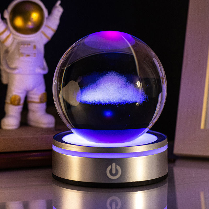 Lampka nocna kryształowa kula 3D z grawerem wewnątrz