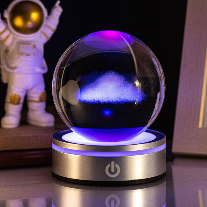 Lampka nocna kryształowa kula 3D z grawerem wewnątrz