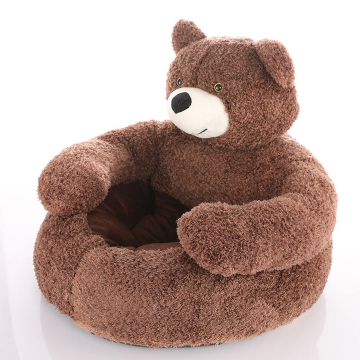Przytulna Sofa dla Kota w Kształcie Misia z Miękkiego Kerseymer