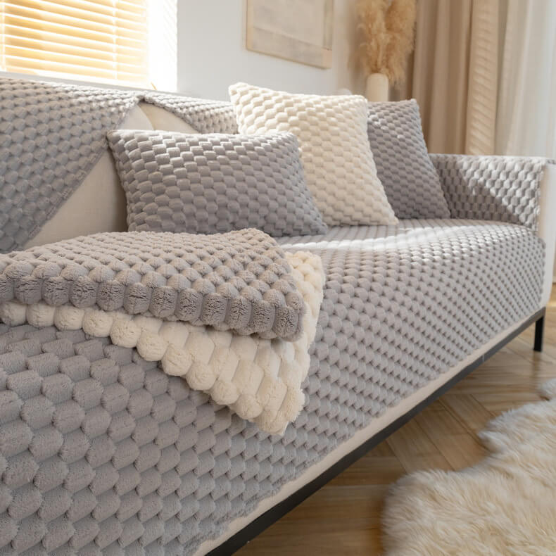 Pokrowiec na kanapę Honeycomb Plush Gruby Antypoślizgowy dla Zwierząt