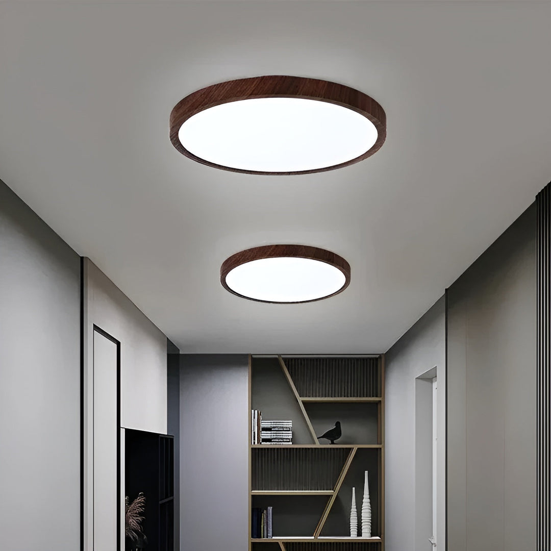 GrainGlow Light - Nowoczesna Ultra-Cienka Lampa Sufitowa z Drewna