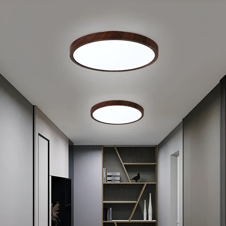 GrainGlow Light - Nowoczesna Ultra-Cienka Lampa Sufitowa z Drewna