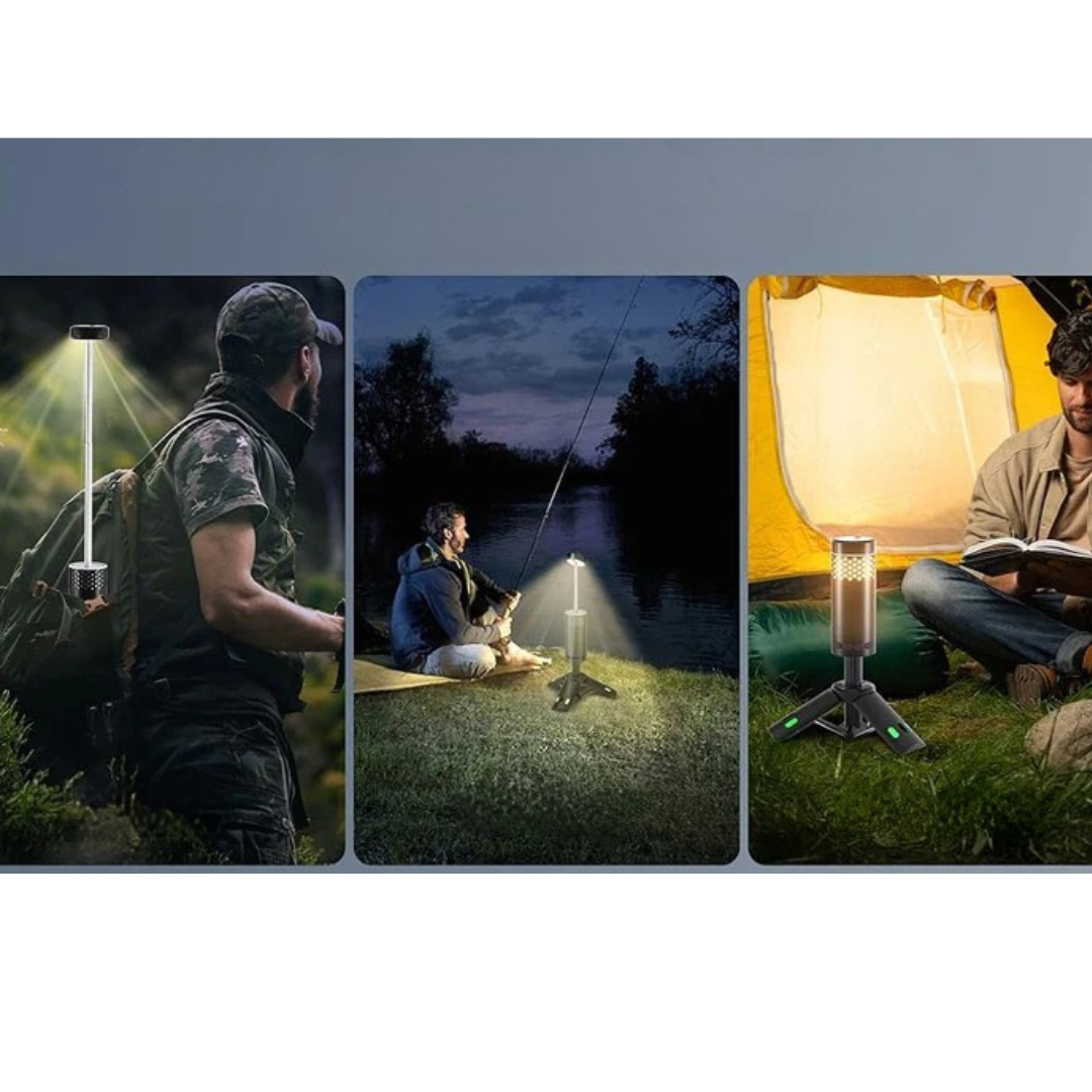 Lampa kempingowa z statywem, ładowalna, LED