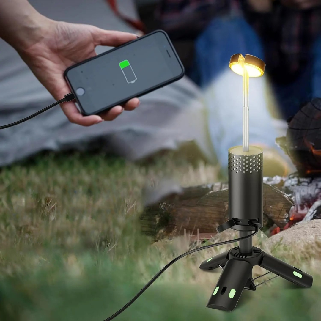 Lampa kempingowa z statywem, ładowalna, LED